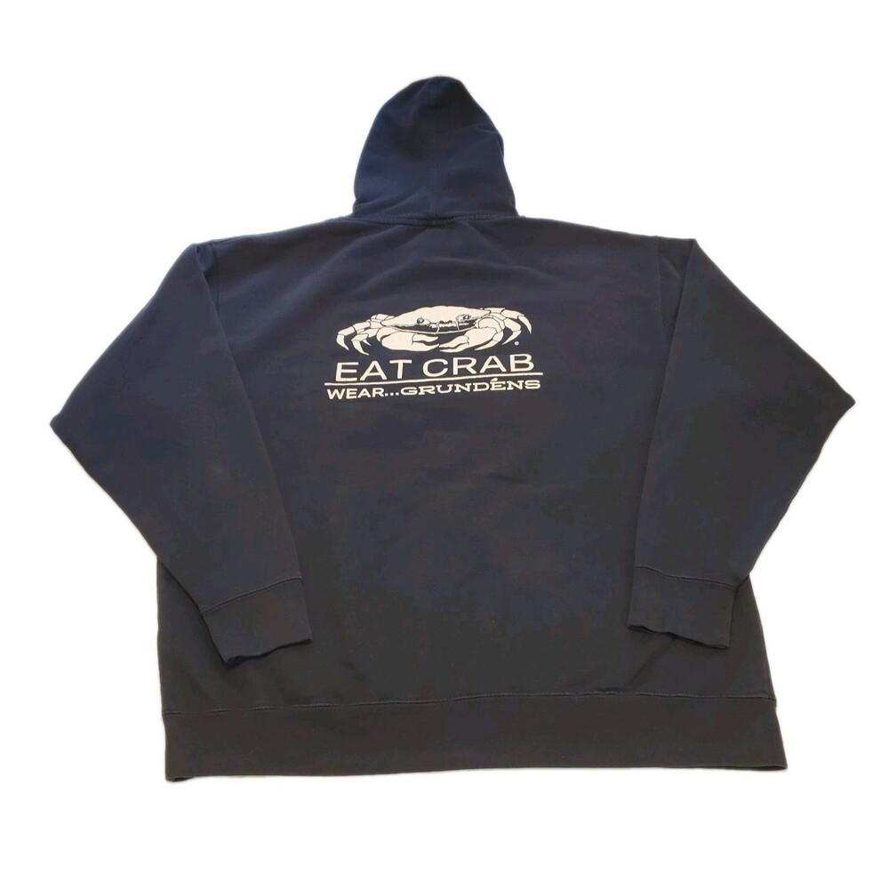 Grundens Hooded Sweatshirt Mens XXL Black Hoodie Eat Crab Fishermen Alaska